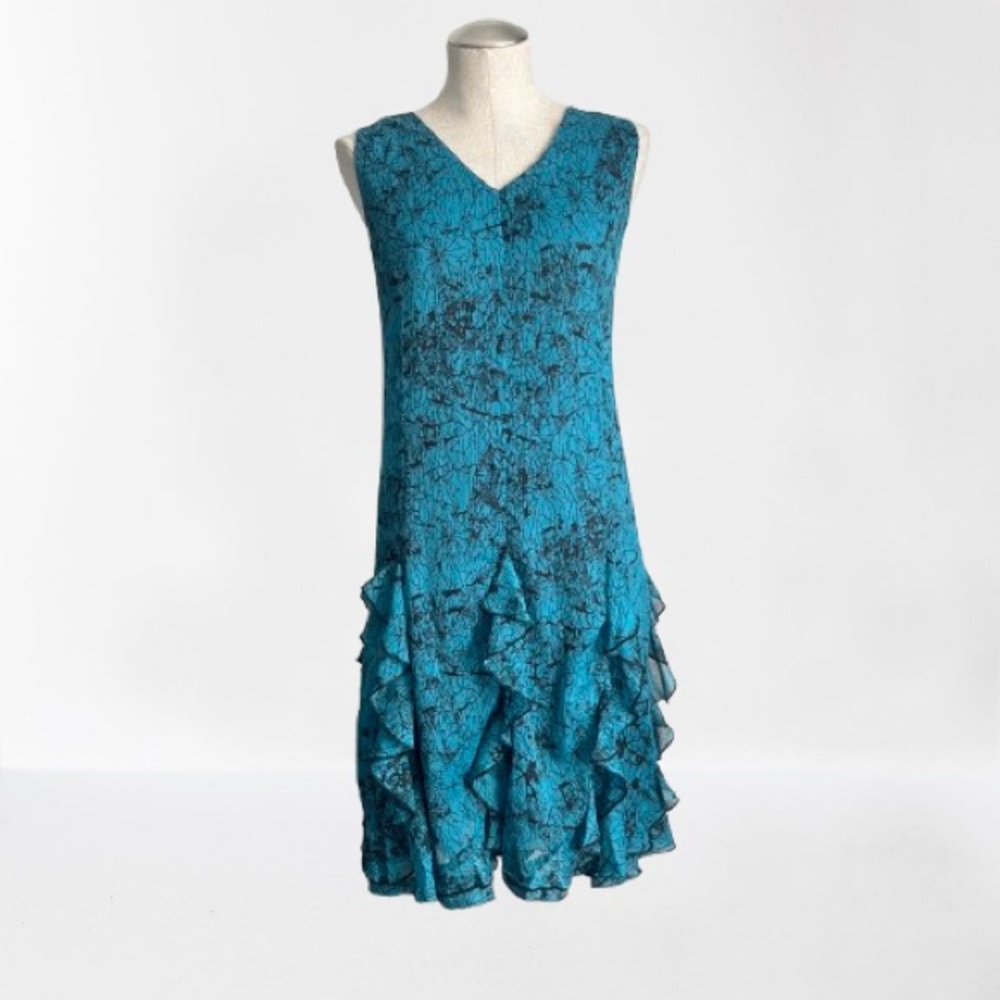 🌻 The Pyramid Collection Blue Midi Sundress V-Neck Sleeveless